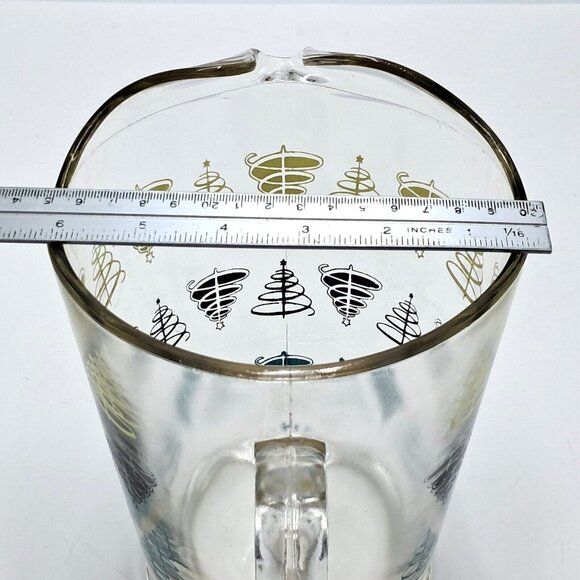 Atomic Glass Pitcher Glass 8 Cup Ice Lip Teal Yellow Black -Ice Tea-Lemonade-MCM - Picture 10 of 10